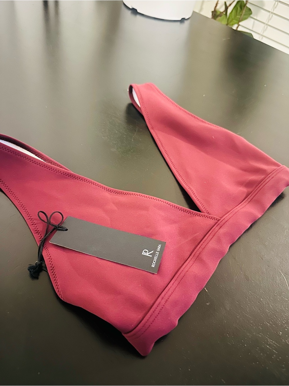 Rochelle Sara Enga Bikini Top in the color Bordeaux. Sz 0 NWT
